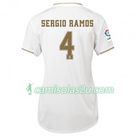 Camisolas de Futebol Real Madrid Sergio Ramos 4 Mulher Equipamento Principal 2019/20 Manga Curta